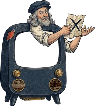 DaVinci holding a note crossed out with an X