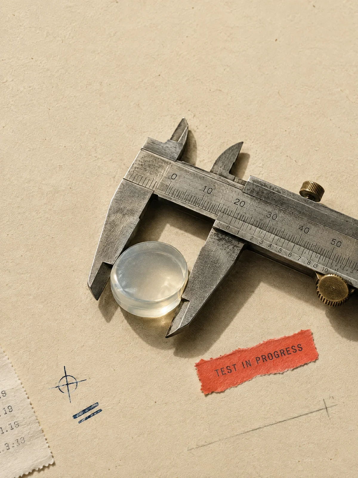 A calliper inspecting a physical object