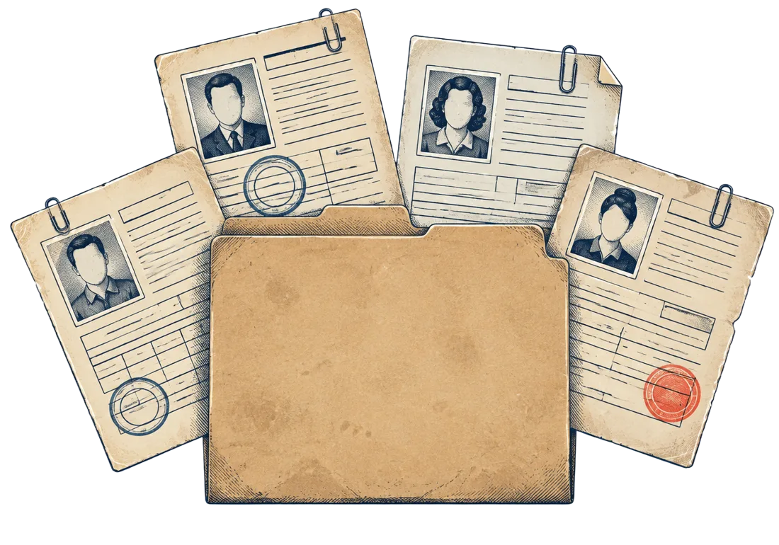 One contractor file with four mismatched records fanning out of it